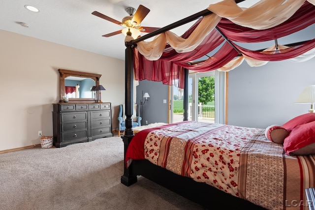 5726 Wolf Creek Hwy, Adrian, MI 49221 - carpeted bedroom with access to outside and ceiling fan