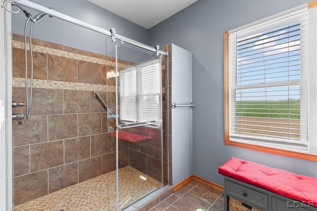 5726 Wolf Creek Hwy, Adrian, MI 49221 - bathroom featuring plenty of natural light, a shower stall, and tile patterned flooring