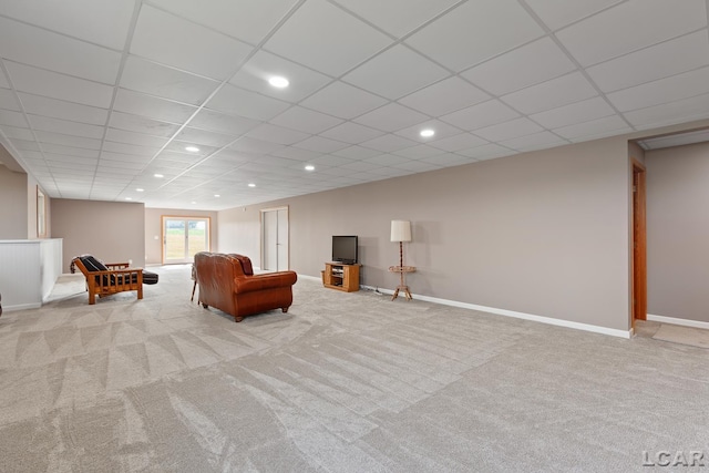 5726 Wolf Creek Hwy, Adrian, MI 49221 - living room with carpet flooring, a paneled ceiling, and recessed lighting