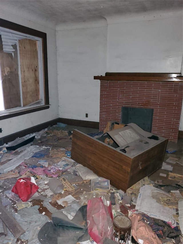 3226 Columbus St, Detroit, MI 48206 - interior space featuring a brick fireplace