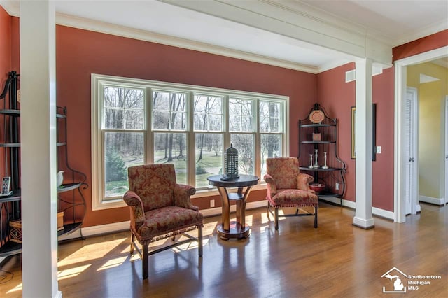 living area featuring hardwood / wood-style flooring and plenty of natural light