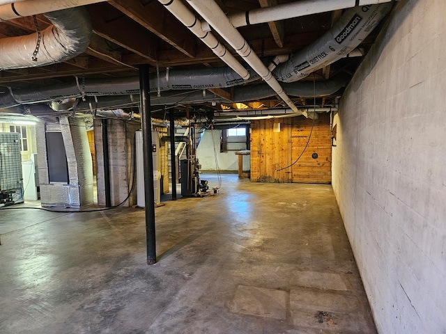 basement with electric water heater