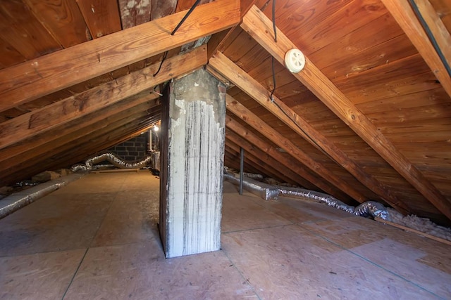 view of unfinished attic