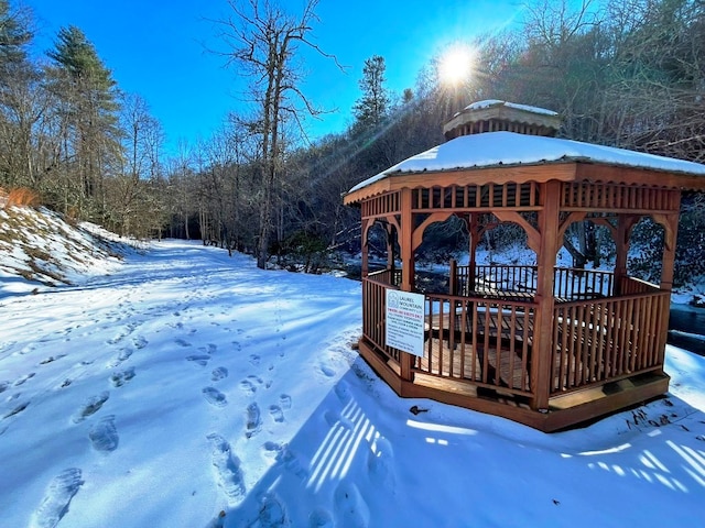 view of dock featuring a gazebo