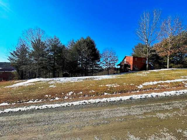 view of yard layered in snow