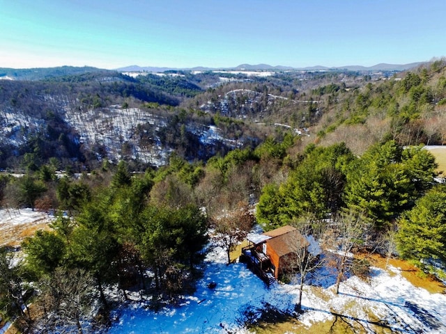 bird's eye view with a mountain view