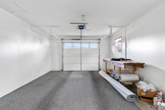 garage with a garage door opener