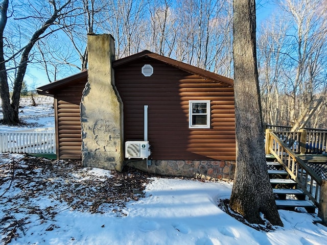 view of snow covered property