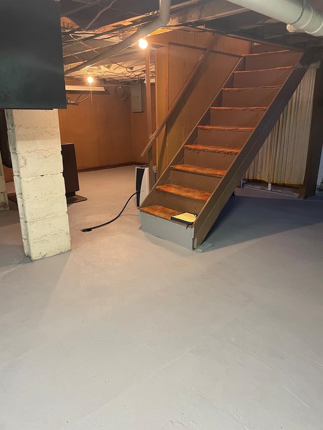 419 Adams St, Marion, VA 24354 - unfinished basement with stairway