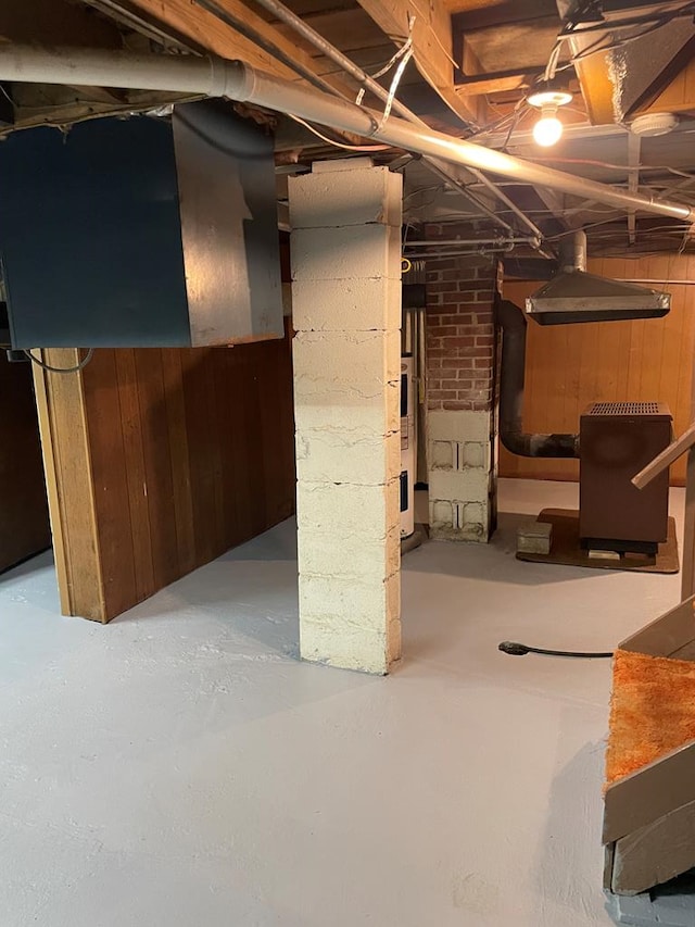 419 Adams St, Marion, VA 24354 - unfinished below grade area with wood walls