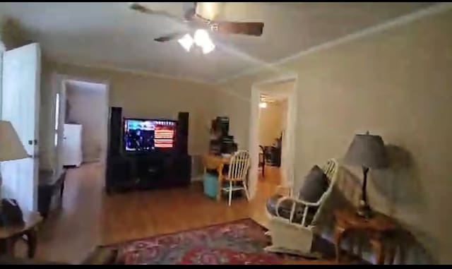 1022 Dry Tripe Rd, Grundy, VA 24614 - living area featuring wood finished floors and a ceiling fan