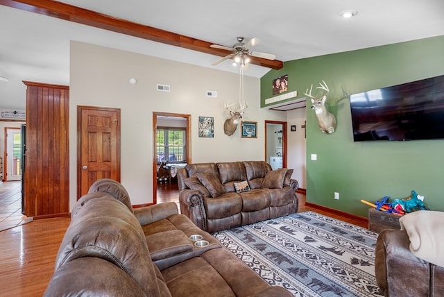 3003 Freestone Valley Rd, Tannersville, VA 24377 - living room featuring a ceiling fan, wood finished floors, and baseboards
