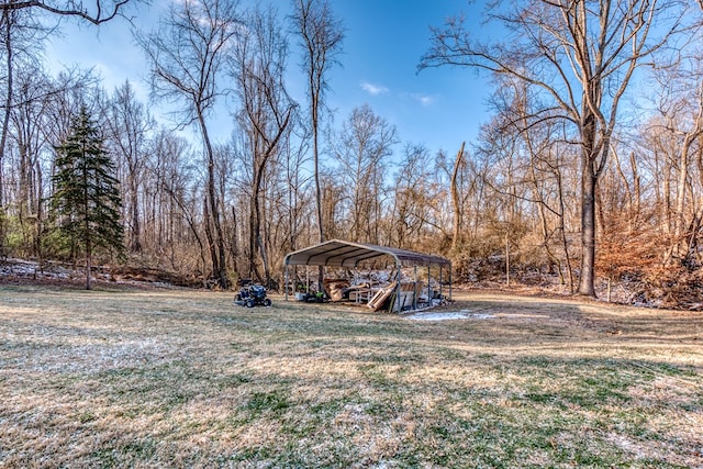 view of yard with a carport