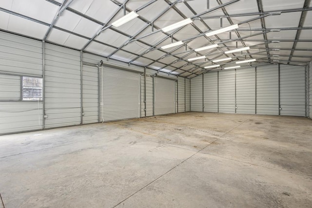 garage with metal wall