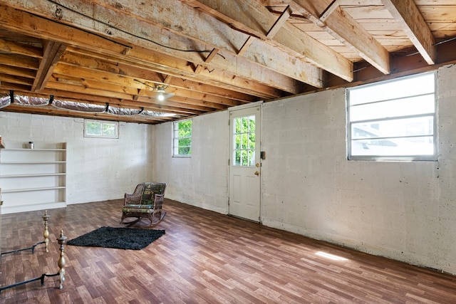 below grade area with wood finished floors