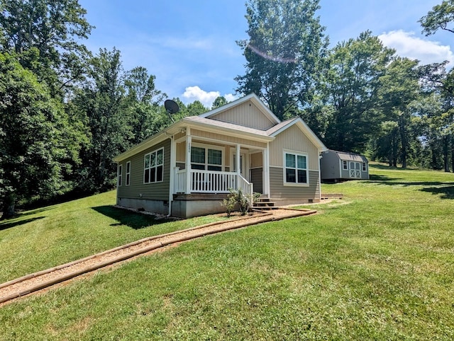 1251 Epperly Mill Rd, Floyd, VA 24091 - view of front of home with crawl space, covered porch, and a front lawn