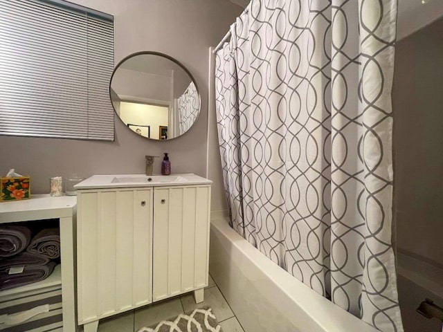 675 Pine Ridge Rd, Wytheville, VA 24382 - bathroom with shower / bath combination with curtain, vanity, and tile patterned flooring