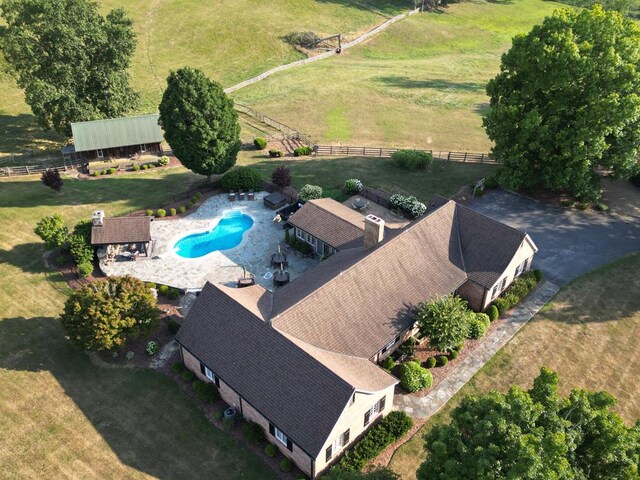 bird's eye view featuring a rural view