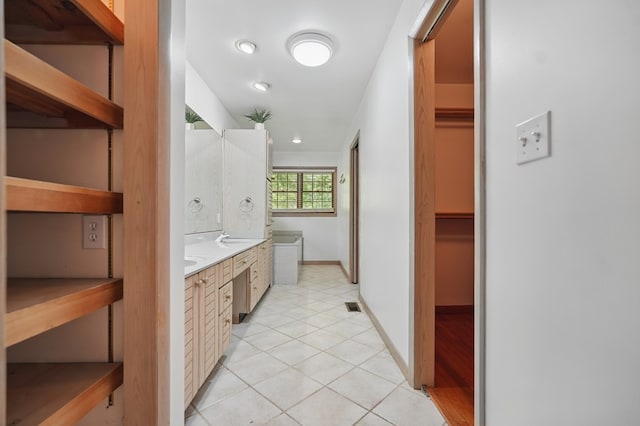 271 Burgan Rd, Pennington Gap, VA 24277 - full bath with tile patterned flooring, double vanity, a walk in closet, and recessed lighting