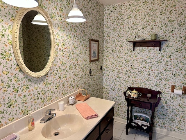 bathroom featuring vanity and tile patterned flooring