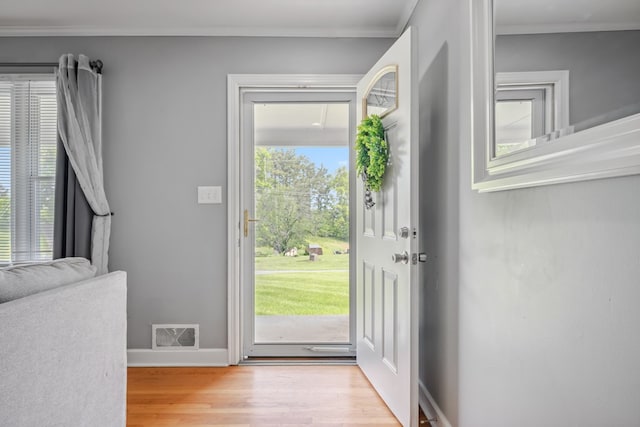 411 Courtland Cir, Galax, VA 24333 - entrance foyer with light wood-style flooring, ornamental molding, and baseboards