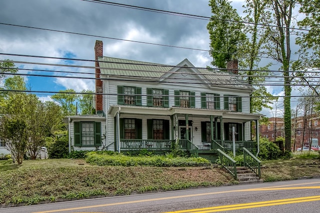 210 Valley St NE, Abingdon, VA 24210 - view of front facade with a chimney, a porch, and a balcony