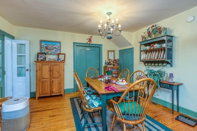 210 Valley St NE, Abingdon, VA 24210 - dining room featuring a chandelier, light wood-style flooring, and baseboards