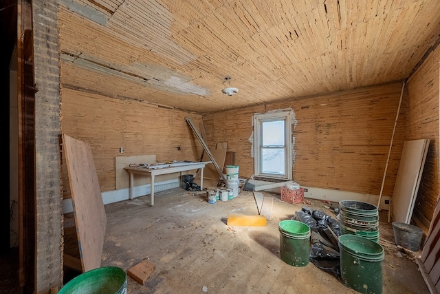 misc room with wood ceiling