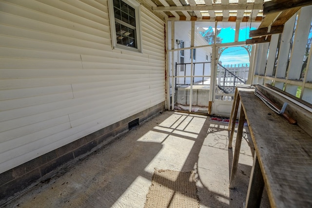 view of unfurnished sunroom