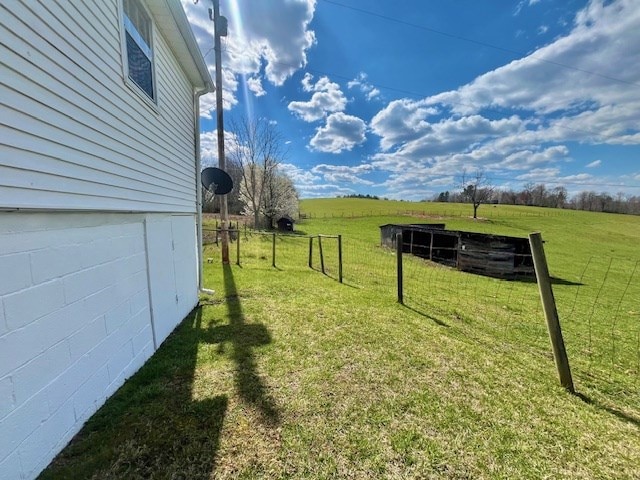 view of yard with a rural view