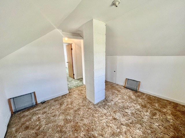 additional living space with lofted ceiling and carpet