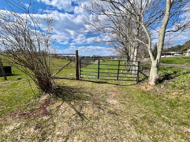 view of gate featuring a yard