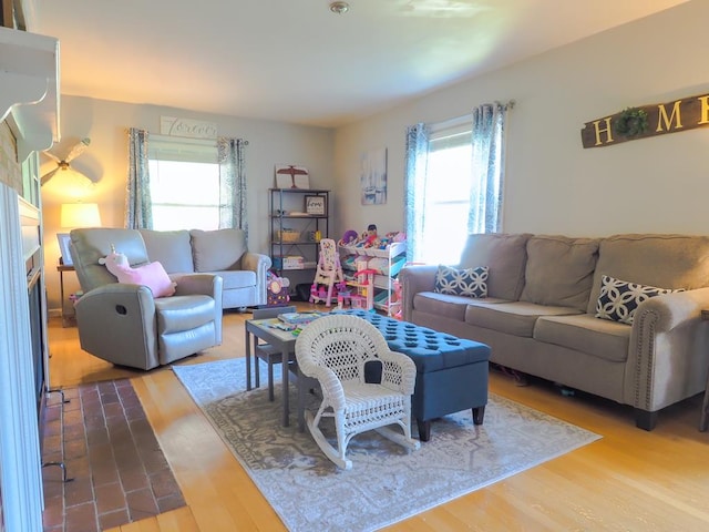 living room with wood finished floors
