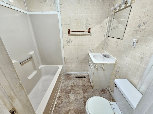200 Fries Rd, Galax, VA 24333 - bathroom featuring vanity, bathing tub / shower combination, and tile walls