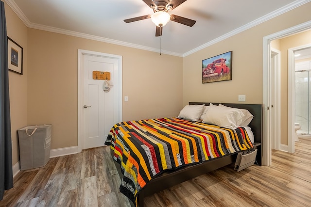 1610 Pope Rd, Ivanhoe, VA 24350 - bedroom with wood finished floors, ornamental molding, and a ceiling fan