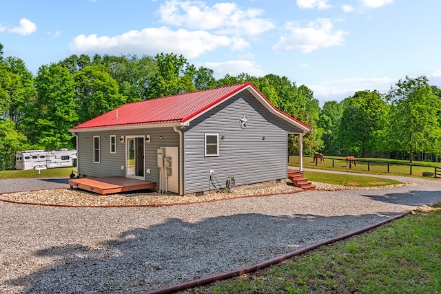 1610 Pope Rd, Ivanhoe, VA 24350 - rear view of property with a metal roof, crawl space, and a deck