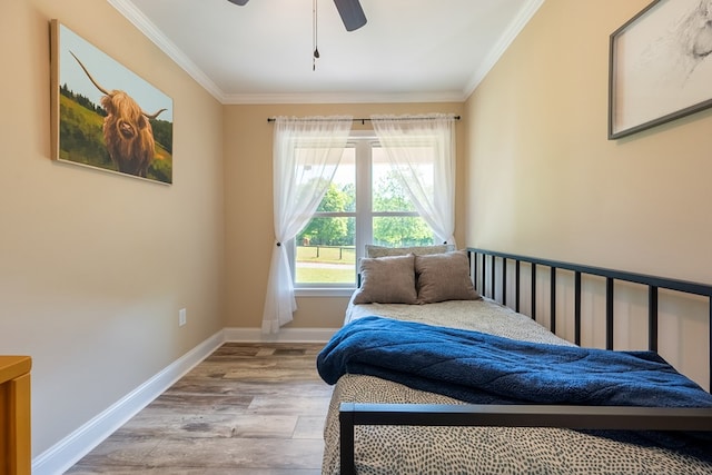 1610 Pope Rd, Ivanhoe, VA 24350 - bedroom with crown molding, wood finished floors, and ceiling fan