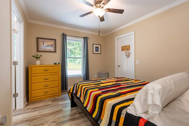 1610 Pope Rd, Ivanhoe, VA 24350 - bedroom featuring light wood finished floors, crown molding, and a ceiling fan