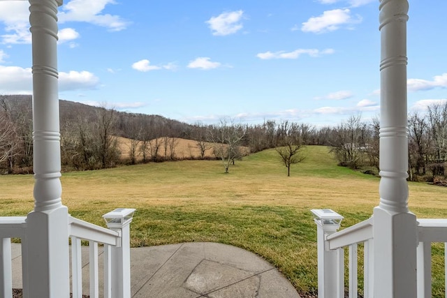 view of yard with a porch