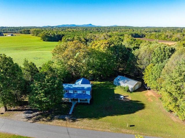 drone / aerial view featuring a mountain view