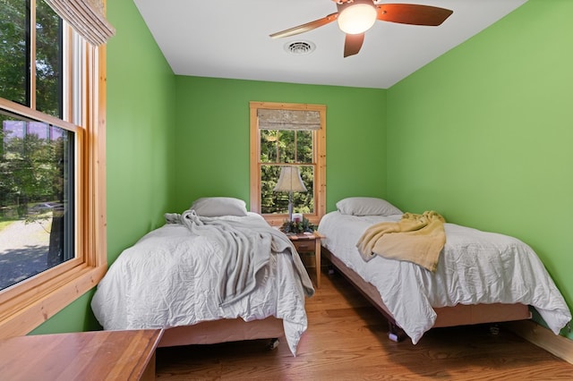 558 Pops Peak Rd, Fancy Gap, VA 24328 - bedroom featuring wood finished floors and ceiling fan