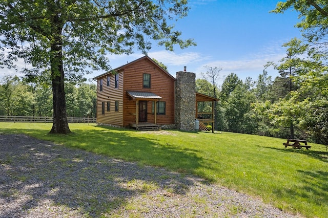 558 Pops Peak Rd, Fancy Gap, VA 24328 - rustic home with a chimney, log veneer siding, and a metal roof