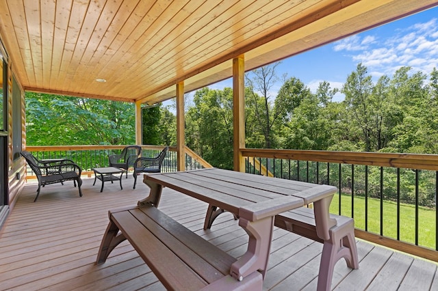 558 Pops Peak Rd, Fancy Gap, VA 24328 - wooden terrace with view of scattered trees