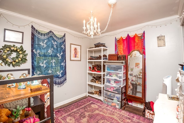 interior space with a notable chandelier