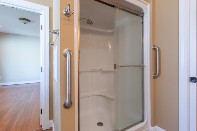 16084 Old Jonesboro Rd, Bristol, VA 24202 - full bath with a shower stall and hardwood / wood-style floors