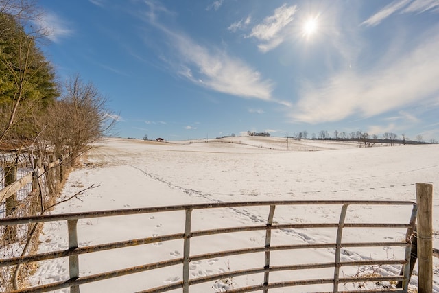 view of yard layered in snow