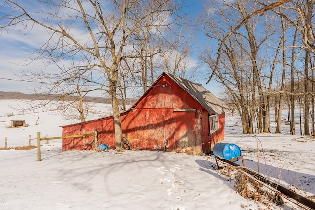 view of snow covered structure