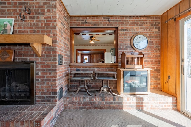 unfurnished living room featuring a fireplace