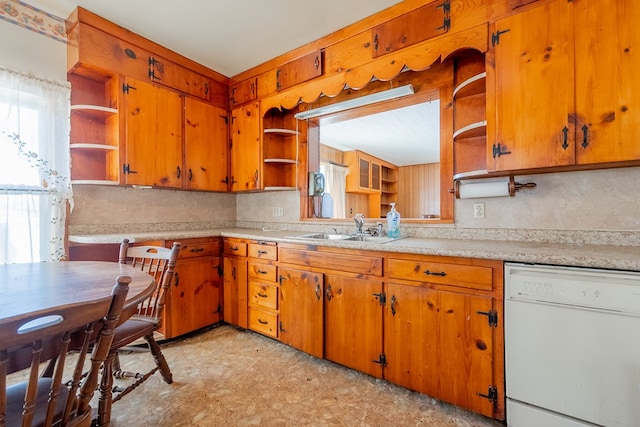 kitchen featuring sink, decorative backsplash, and dishwasher