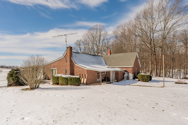 view of snow covered exterior